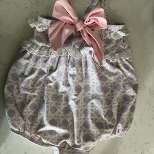 T.B.B.C. Peplum cane pattern purple and pink girl bathing suit